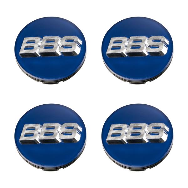 4 x BBS 3D Rotation Nabendeckel Ø70,6mm blau, Logo silber/chrome - 58071060.4